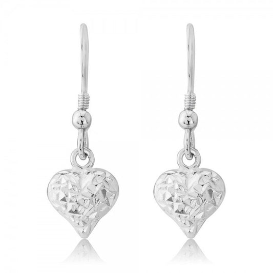 Silver love heart hook earrings Earrings Trink   