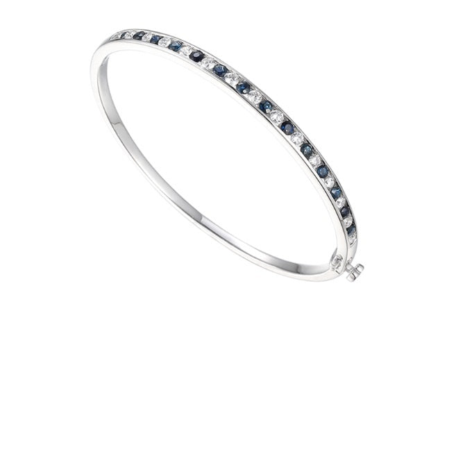 Silver CZ and Sapphire channel set bangle Bangle Amore   