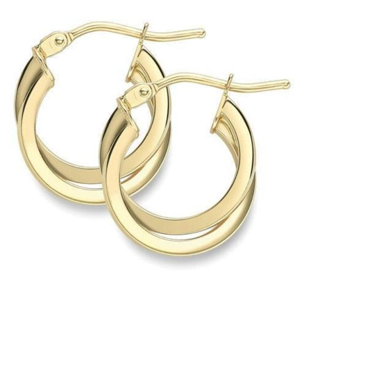 9ct yellow gold double crossover hoop earrings Earrings Stubbs