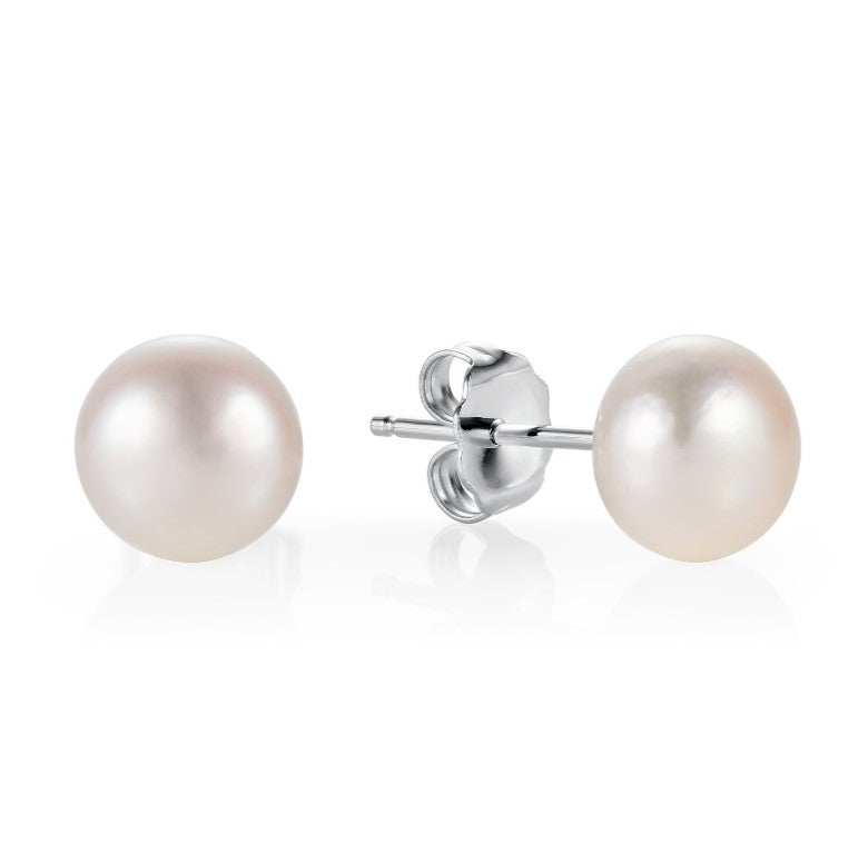 WHITE BUTTON PEARL STUDS Earrings Claudia Bradby