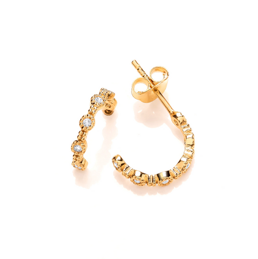 Gold vermeil blossom half hoop earrings Earrings Cavendish French   
