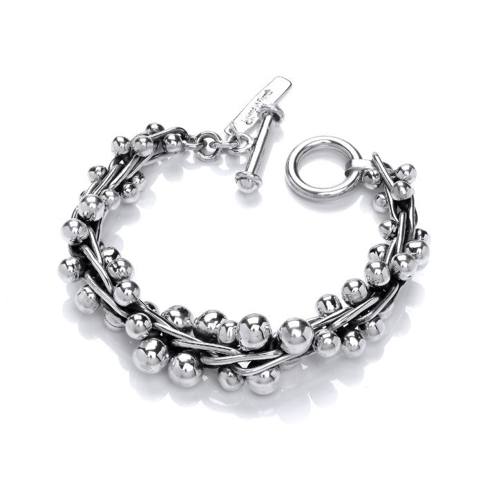 Graduated Super Heavy Silver Peppercorn Bracelet Bracelet Cavendish French