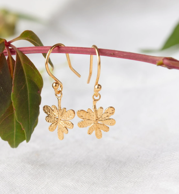 Amanda Coleman gold plated Silver Aralia leaf hook earrings Earrings Amanda Coleman