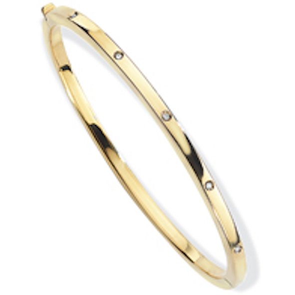 18ct Yellow gold diamond set hinged bangle Bangle Stubbs   