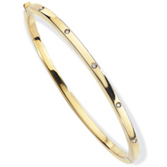 18ct Yellow gold diamond set hinged bangle Bangle Stubbs