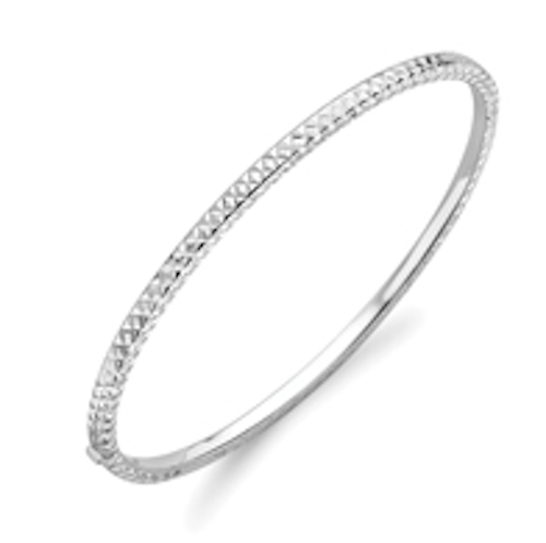 9ct white gold diamond cut bangle Bangle Stubbs