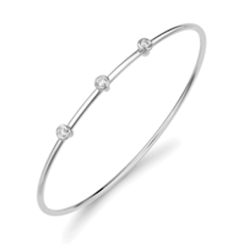 18ct White Gold 3 Stone Diamond Bangle Bangle Stubbs   