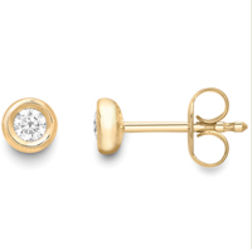 18ct Yellow Gold  Rubover Diamond Stud Earrings Earrings Stubbs