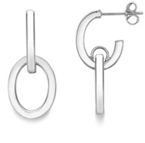 9ct White Gold Loop Drop Stud Earrings Earrings Stubbs