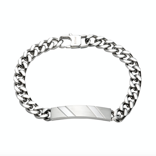 Steel ID Bracelet with striped detail Bracelet Unique   