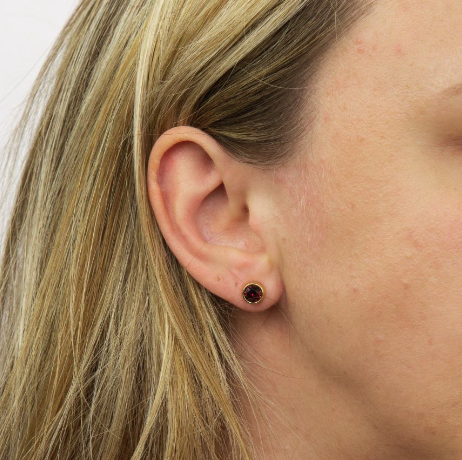 Crystal Birthstone Earrings Gold Plated Silver - Select Month Earrings Gecko