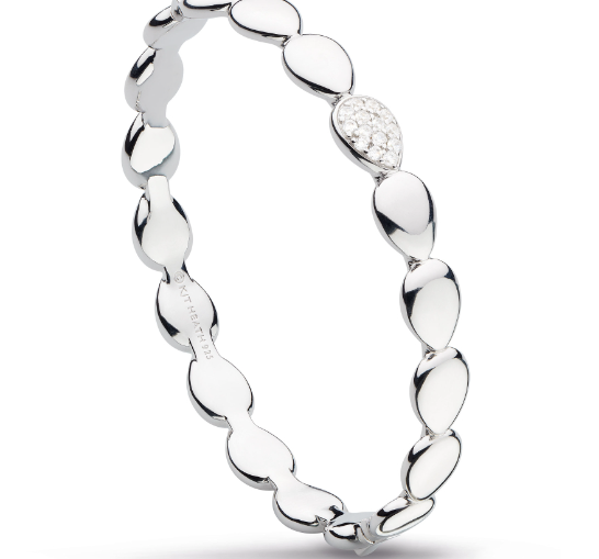 Silver Pebble Glisten Pavé Hinged Bangle Bangle Kit Heath   