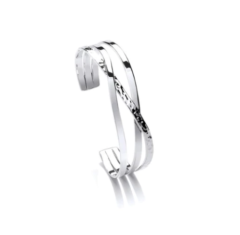 Silver hammered woven intertwined bangle Bangle Cavendish French