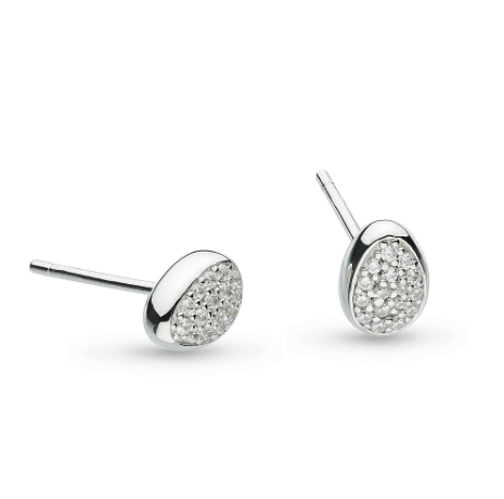 Silver micro pave coast pebble glisten stud earrings Earrings Kit Heath