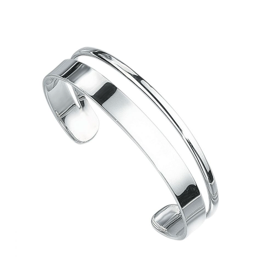 Silver Flat Torque Bangle with Cut Out Bangle Gecko   