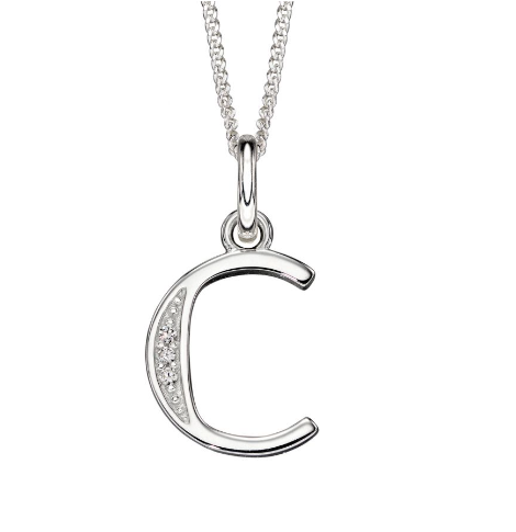 Silver and CZ Initial Pendants (A-Z) Pendant Gecko   