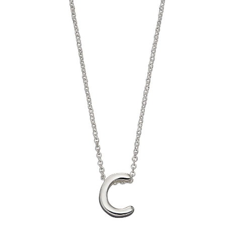 Simple Silver Initial Necklace (A-Z) Pendant Gecko   