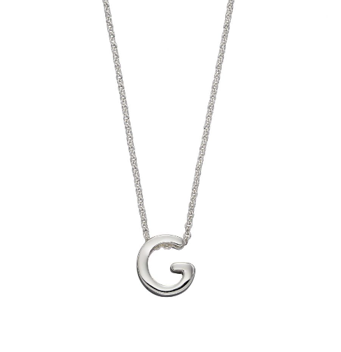 Simple Silver Initial Necklace (A-Z) Pendant Gecko