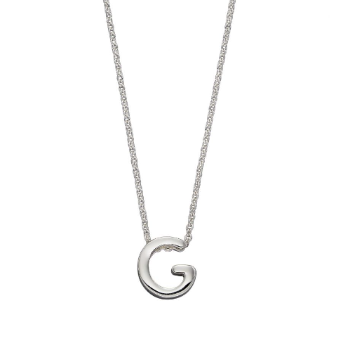 Simple Silver Initial Necklace (A-Z) Pendant Gecko   