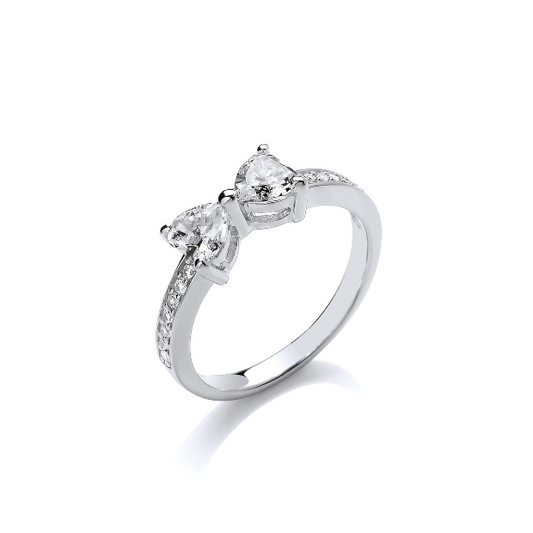 Silver Bow Ring with Cubic Zirconia Ring Cavendish French   