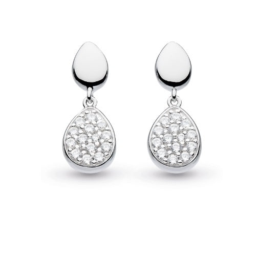 Silver Pebble Glisten Pavé Drop Earrings Earrings Kit Heath