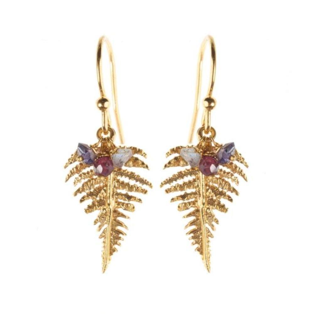Amanda Coleman gold and gem fern hook earrings Earrings Amanda Coleman