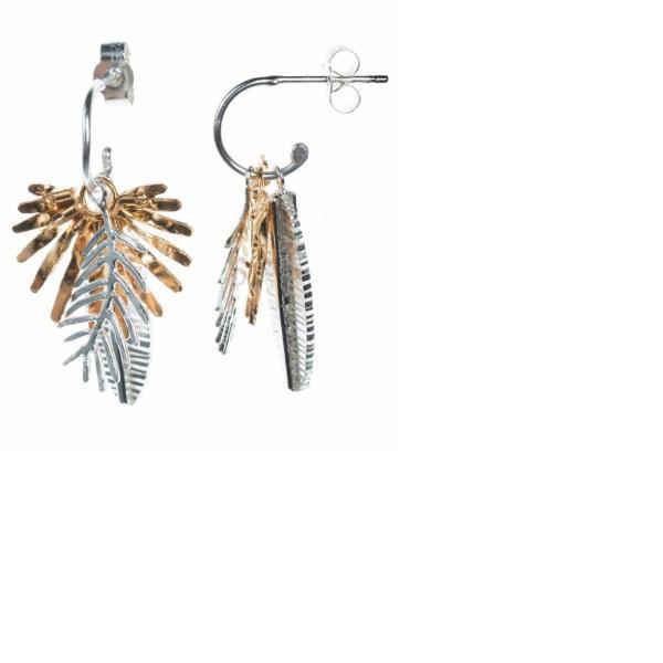 Amanda Coleman Silver gold triple plam leaves hoop earrings Earrings Amanda Coleman