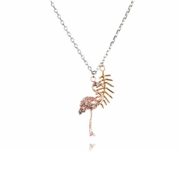 Amanda Coleman Silver gold and rose gold flamingo necklace Necklace Amanda Coleman