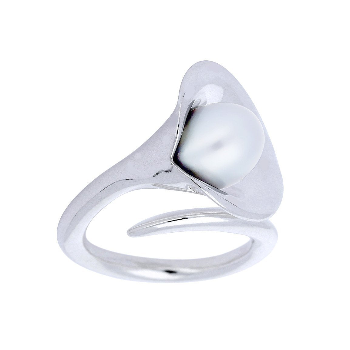Amanda Cox Silver large lily white pearl ring Ring Amanda Cox