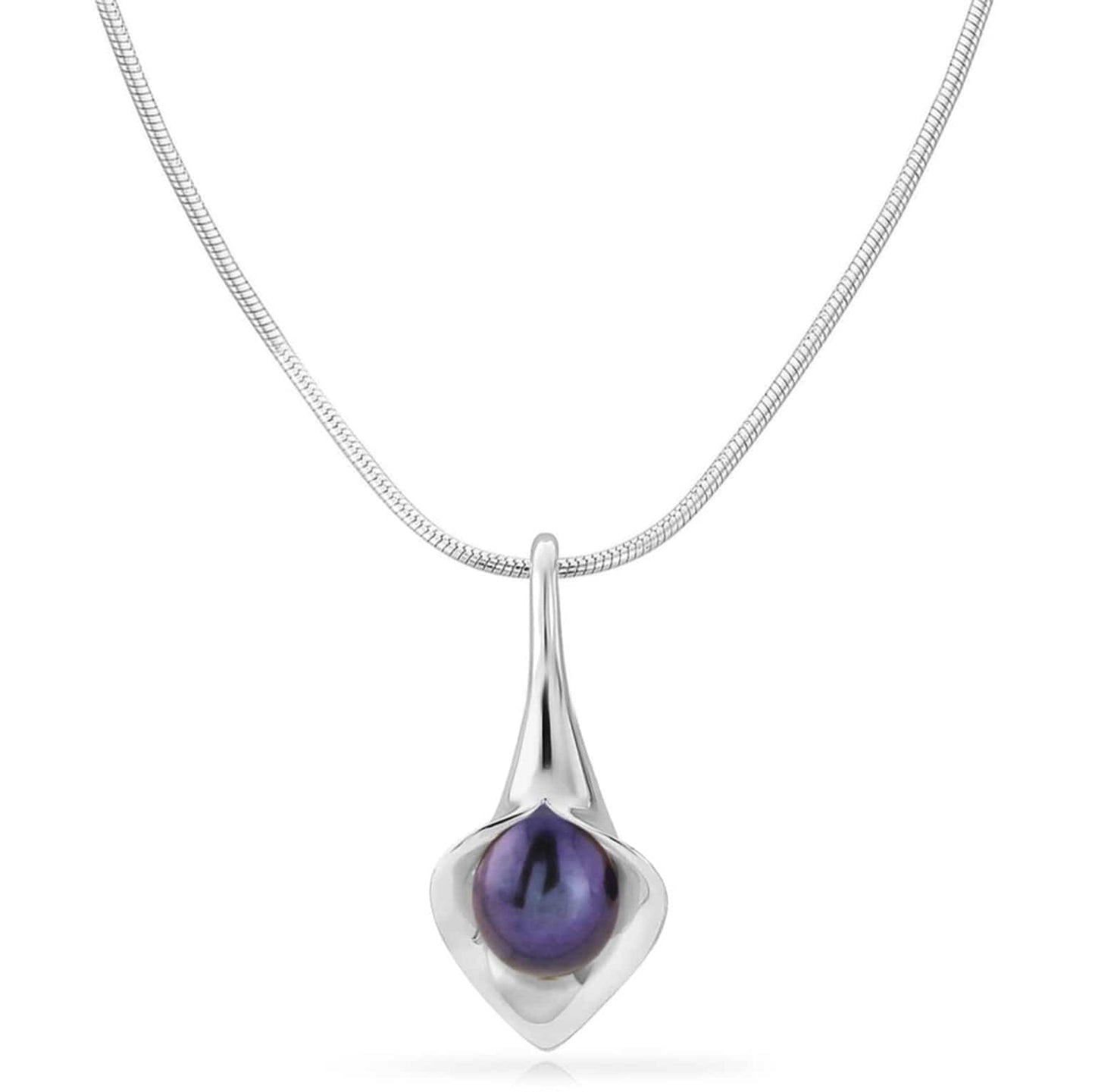 Amanda Cox Silver medium peacock pearl short calla lily pendant Neckwear Amanda Cox