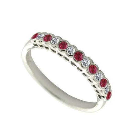 9ct white Gold Ruby & Diamond ring size N Ring Amore