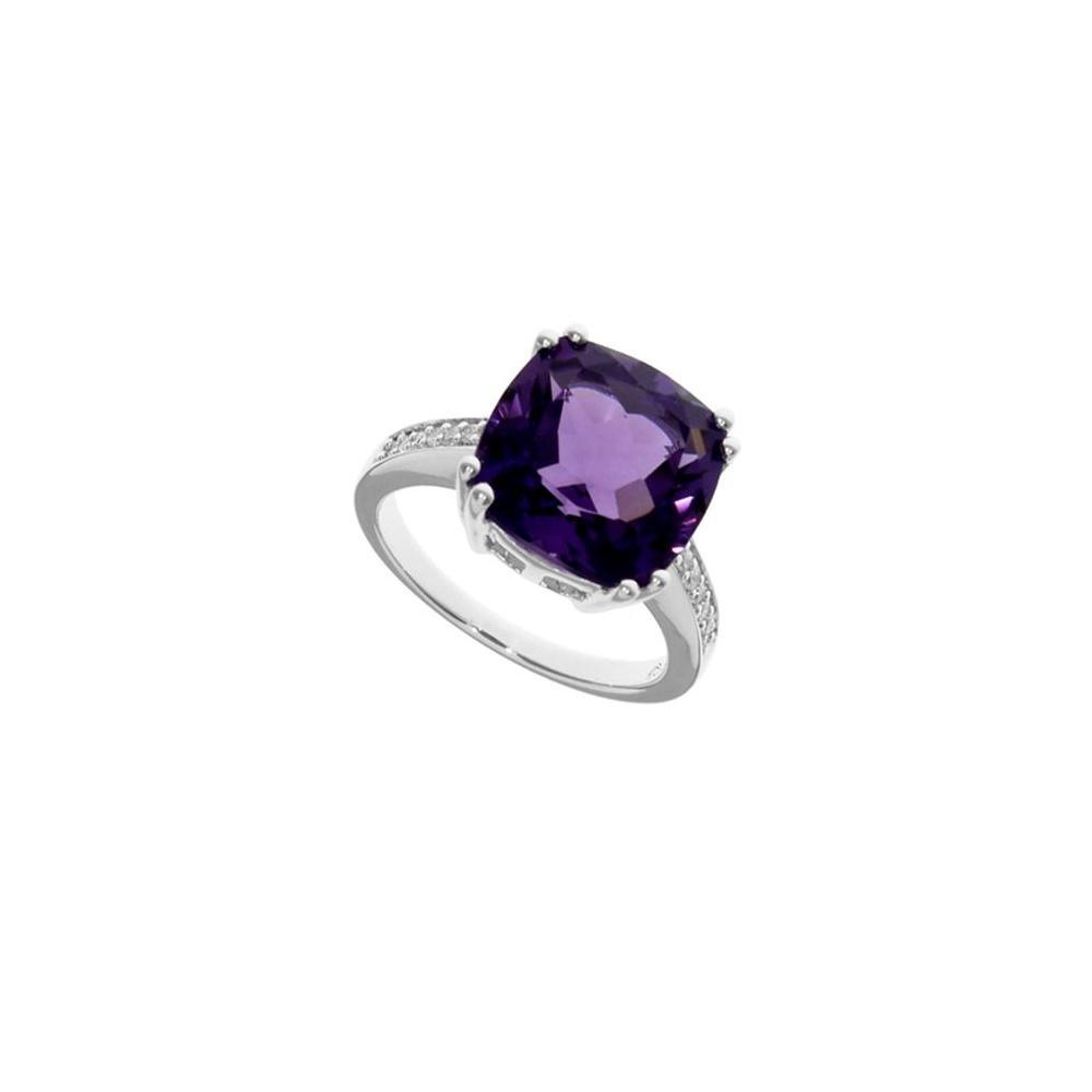 Silver, Amethyst and CZ cushion ring Ring Amore