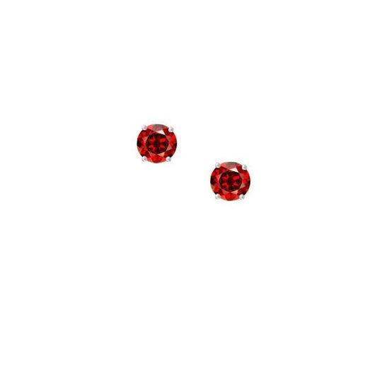 Silver & Garnet 4mm round stud earrings - January Earrings Amore