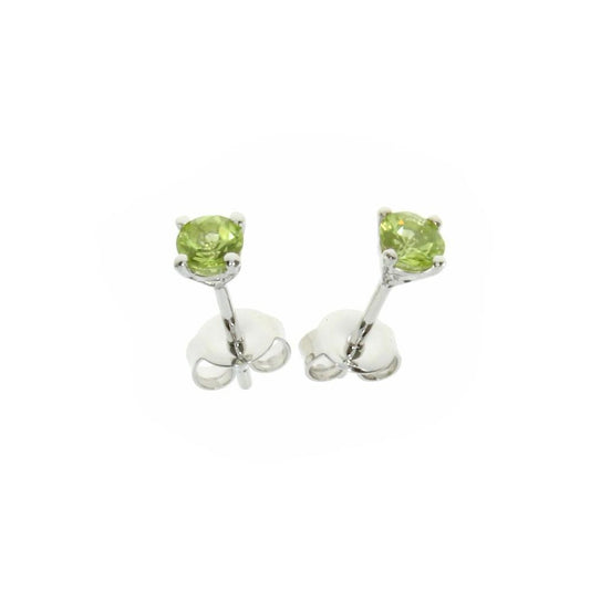 Silver and Peridot 4mm round studs Earrings Amore