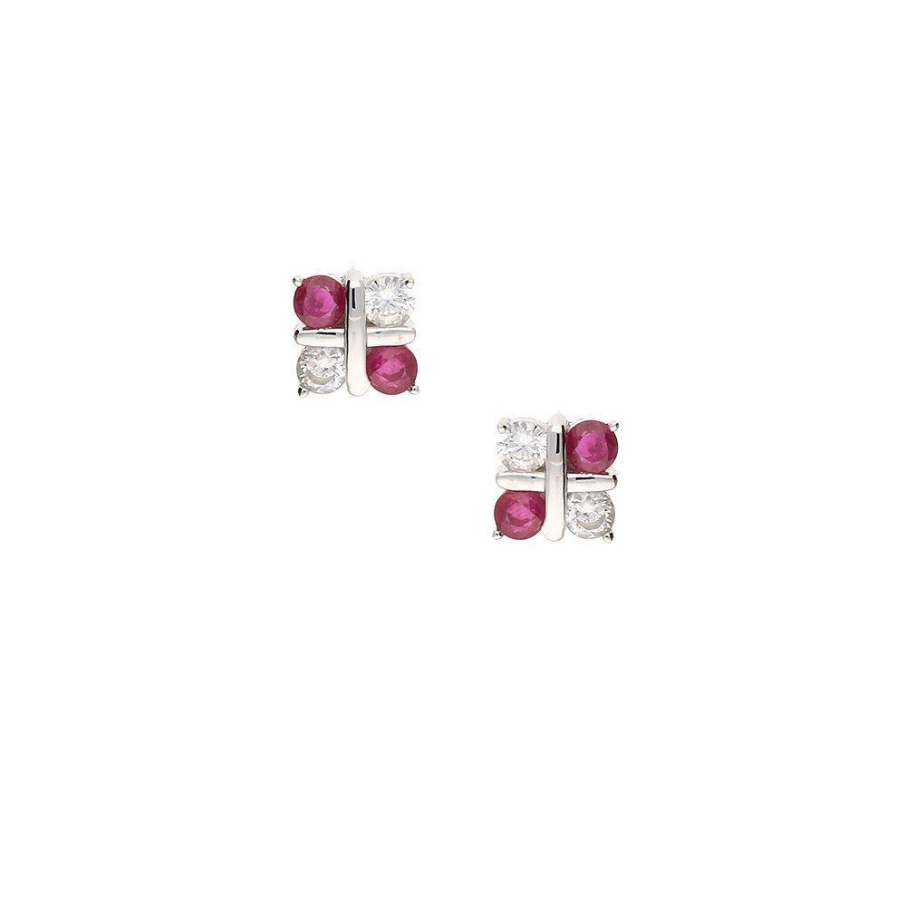 Silver and ruby serenity stud earrings Earrings Amore