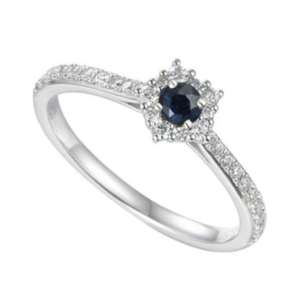 Silver and sapphire cluster classico ring Ring Amore