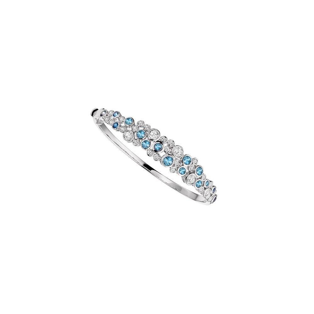 Silver blue topaz cz bubble bangle Bangle Amore