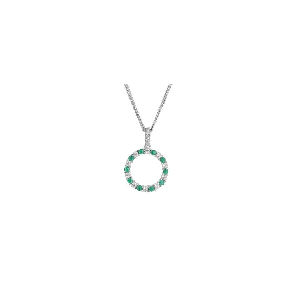 Silver circle of life pendant set with Emeralds Pendant Amore