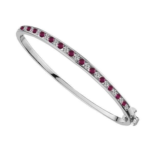 Silver Ruby channel set bangle with cz's Bangle Amore