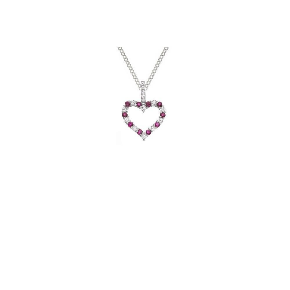 Silver Ruby CZ heart pendant Pendant Amore