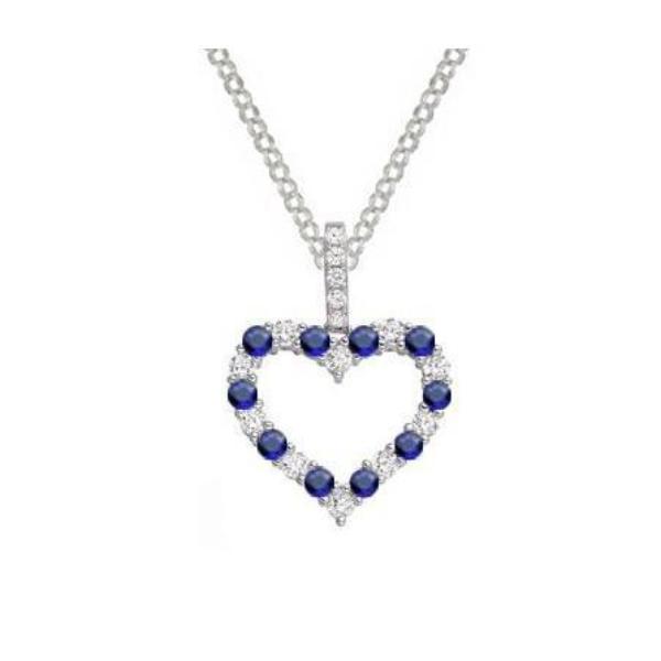Silver sapphire cz heart pendant Pendant Amore