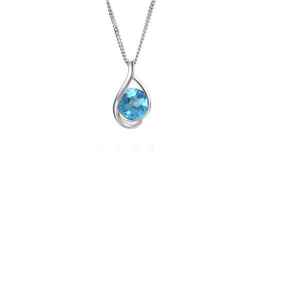 Silver blue topaz swirl pendant Pendant Amore