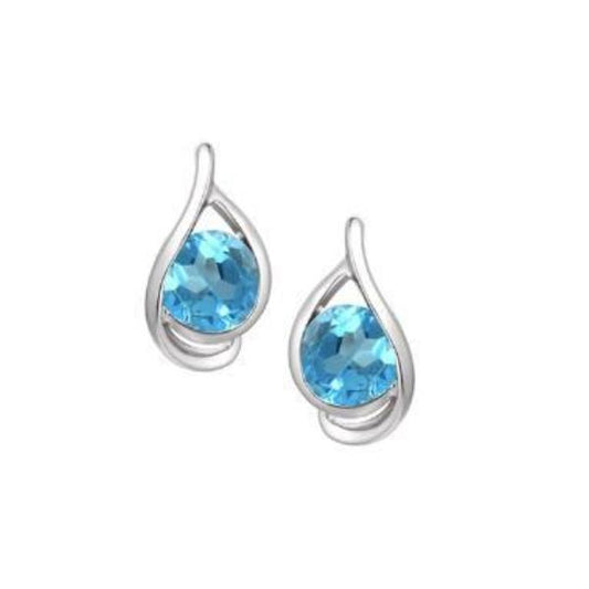 Silver blue topaz swirl stud earrings Earrings Amore