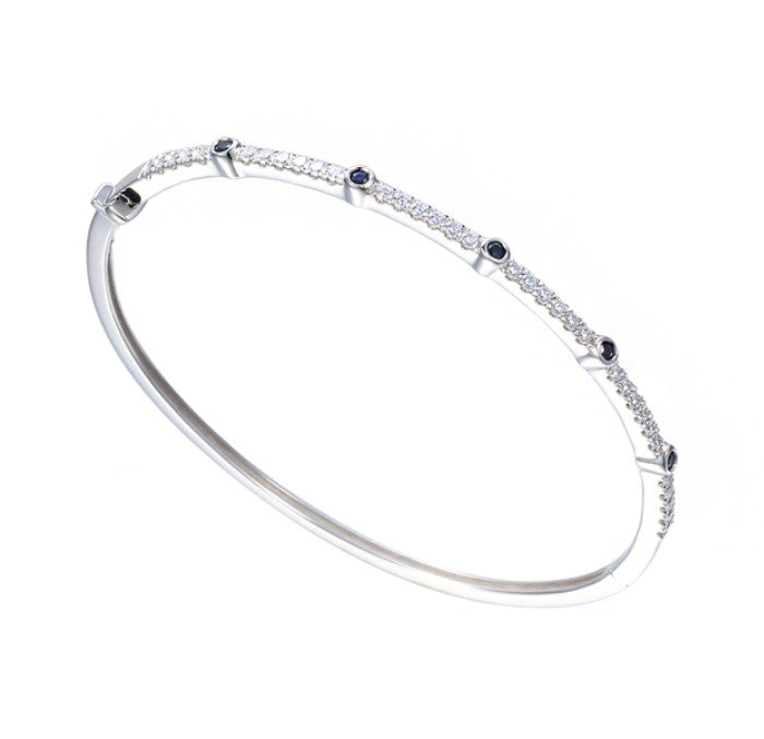Silver Ultra Blue Sapphire Bangle Bangle Amore