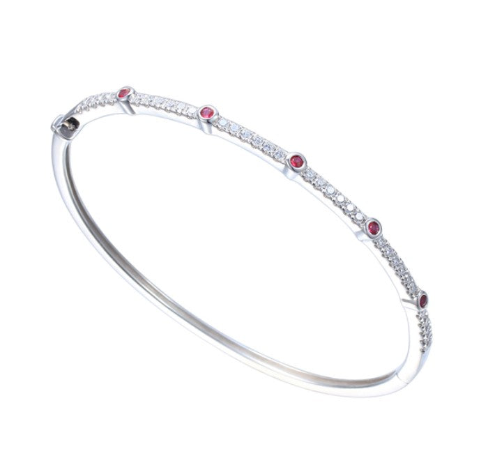 Silver Ultra Red Ruby Bangle Bangle Amore