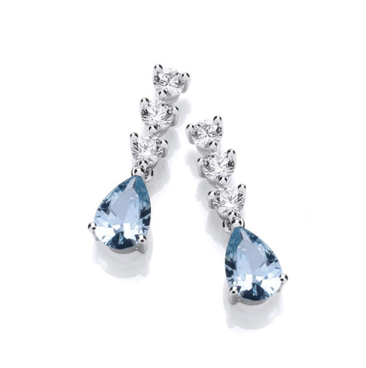 Silver Aqua cz Drop Earrings Earrings Cavendish French