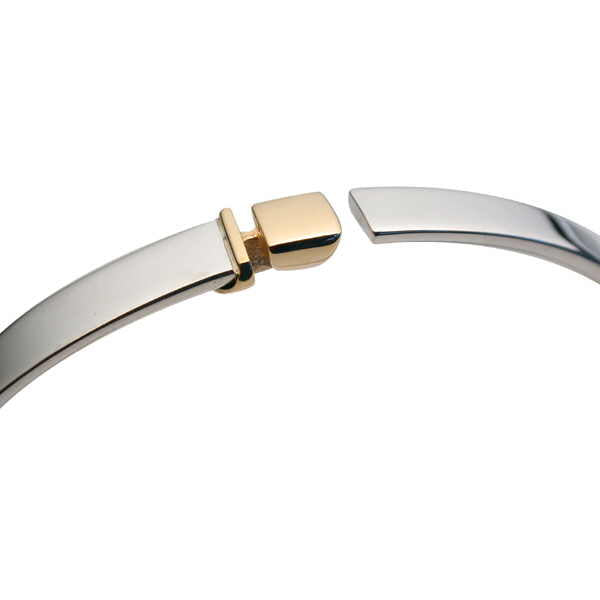 Silver & 9ct gold square detail bangle Bangle Church House   