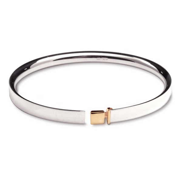 Silver & 9ct gold square detail bangle Bangle Church House