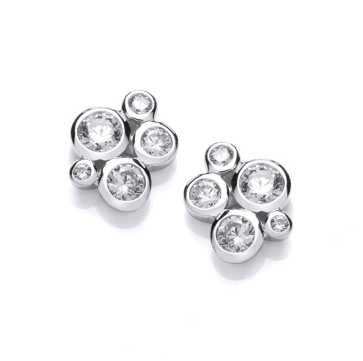 Silver Bauble Cluster Earrings Earrings Cavendish French