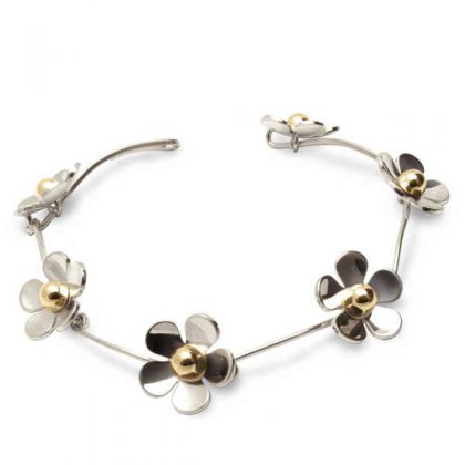 Silver & 9ct gold bead daisy bracelet Bracelet Church House